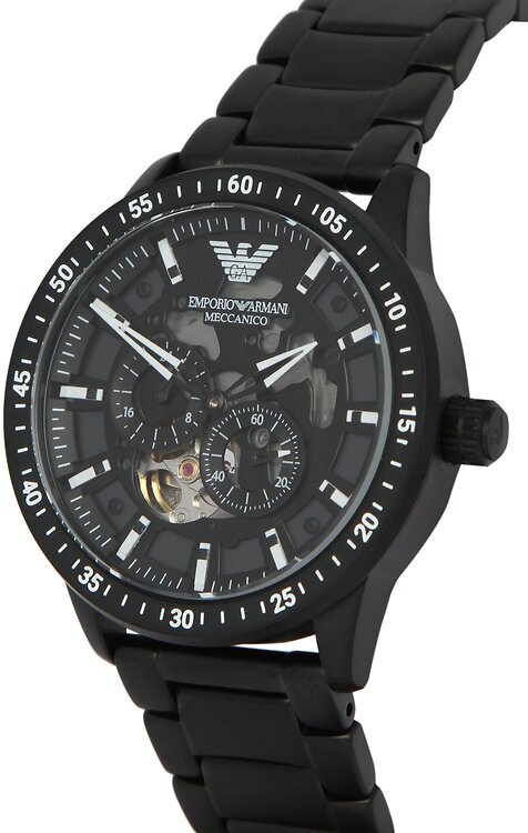  Shop Authentic Emporio Armani Meccanico Automatic Black Dial Black Steel Strap Watch For Men - AR60054 - Luxxuri