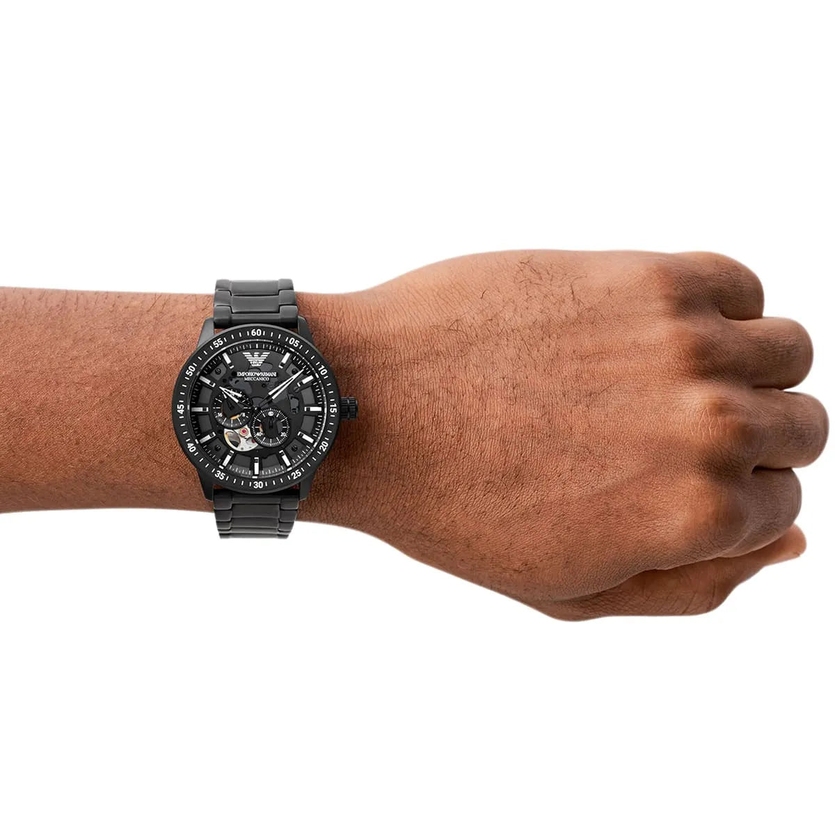  Shop Authentic Emporio Armani Meccanico Automatic Black Dial Black Steel Strap Watch For Men - AR60054 - Luxxuri