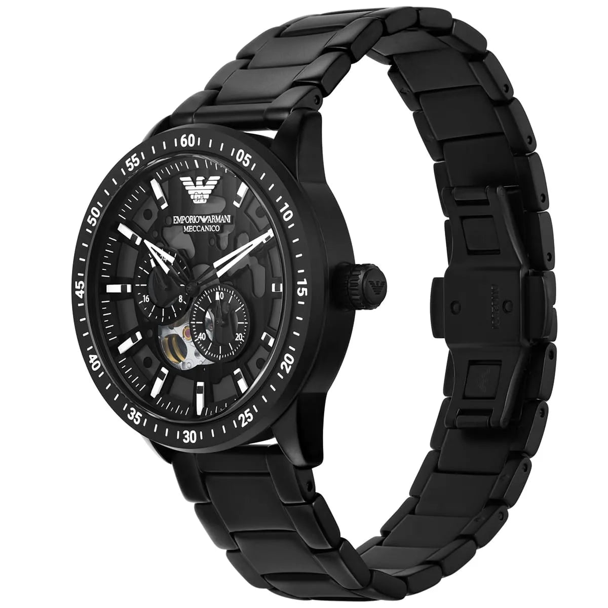  Shop Authentic Emporio Armani Meccanico Automatic Black Dial Black Steel Strap Watch For Men - AR60054 - Luxxuri