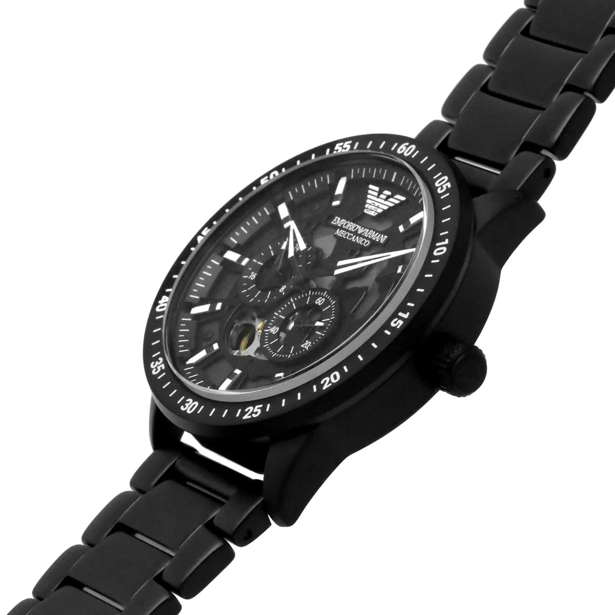  Shop Authentic Emporio Armani Meccanico Automatic Black Dial Black Steel Strap Watch For Men - AR60054 - Luxxuri