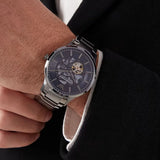  Shop Authentic Emporio Armani Renato Automatic Blue Dial Grey Steel Strap Watch For Men - AR60056 - Luxxuri