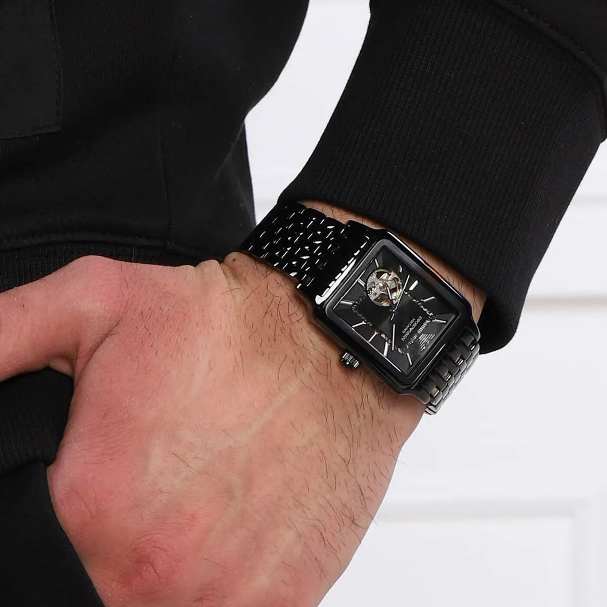  Shop Authentic Emporio Armani Meccanico Black Dial Black Steel Strap Watch For Men - AR60058 - Luxxuri