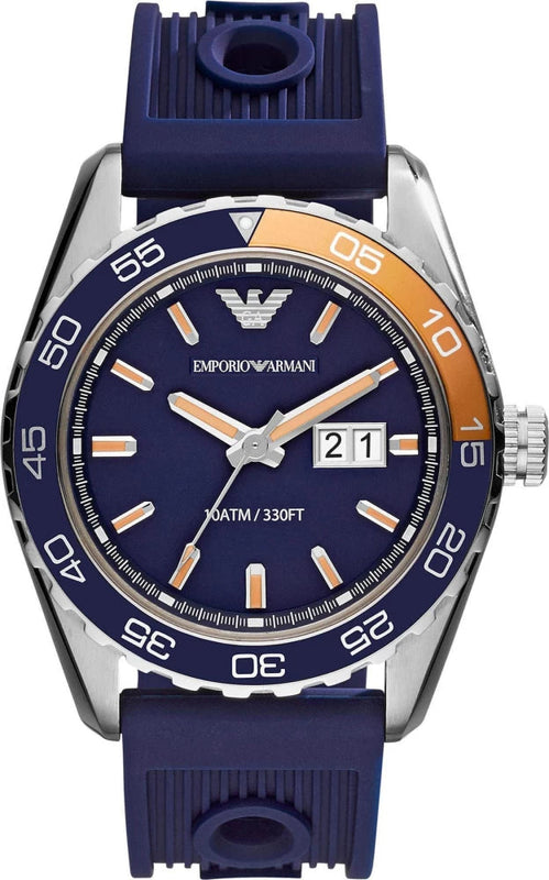  Shop Authentic Emporio Armani Sportivo Chronograph Quartz Blue Dial Blue Rubber Strap Watch For Men - AR6045 - Luxxuri