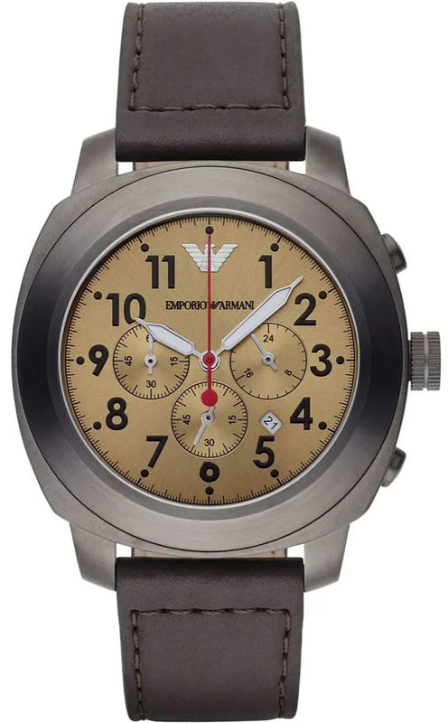  Shop Authentic Emporio Armani Delta Chronograph Brown Dial Brown Leather Strap Dial Watch For Men - AR6055 - Luxxuri