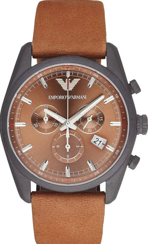  Shop Authentic Emporio Armani Sportivo Chronograph Brown Dial Brown Leather Strap Watch For Men - AR6077 - Luxxuri