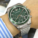  Shop Authentic Emporio Armani Sportivo Chronograph Blue Dial Silver Steel Strap Watch For Men - AR6090 - Luxxuri