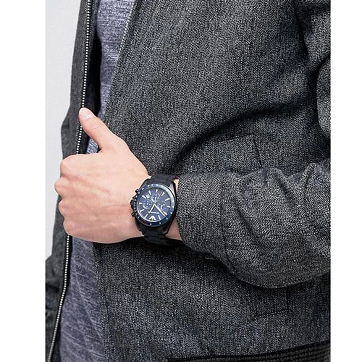  Shop Authentic Emporio Armani Sigma Chronograph Blue Dial Black Silicone Strap Watch For Men - AR6121 - Luxxuri