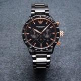  Shop Authentic Emporio Armani Mario Ceramic Chronograph Black Dial Black Steel Strap Watch For Men - AR70002 - Luxxuri
