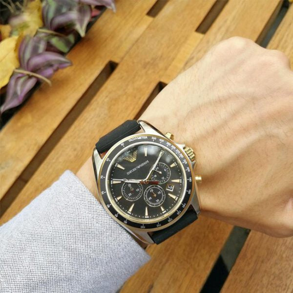  Shop Authentic Emporio Armani Sigma Chronograph lack Dial Black Rubber Strap Watch For Men - AR80003 - Luxxuri
