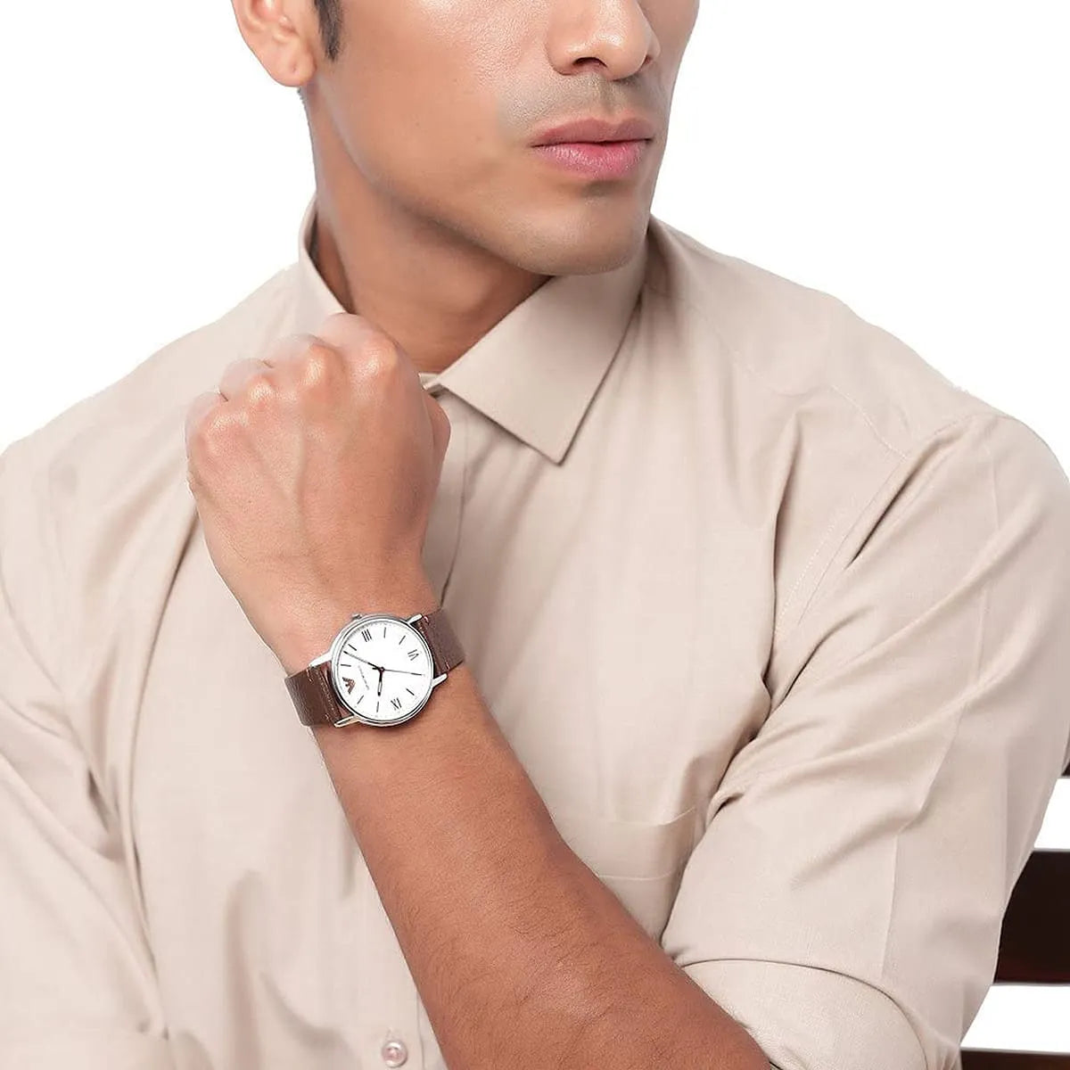  Shop Authentic Emporio Armani Kappa Quartz White Dial Brown Leather Strap Watch For Men - AR80006 - Luxxuri