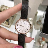  Shop Authentic Emporio Armani Kappa Mother of Pearl Dial Black Leather Strap Watch For Women - AR80011 - Luxxuri