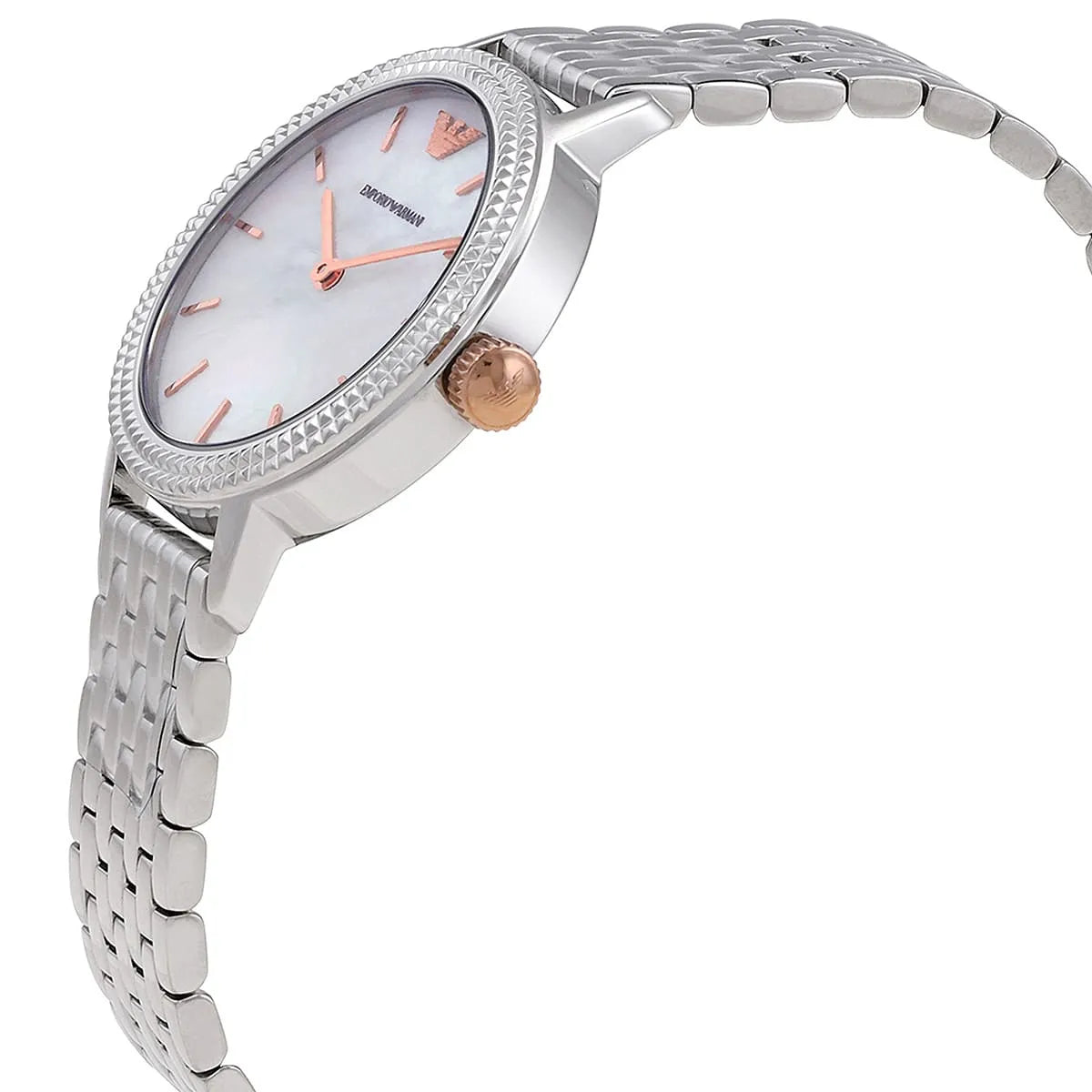  Shop Authentic Emporio Armani Interchangeable Analog Mother of Pearl Dial Silver Steel Strap Watch For Women - AR80020 - Luxxuri
