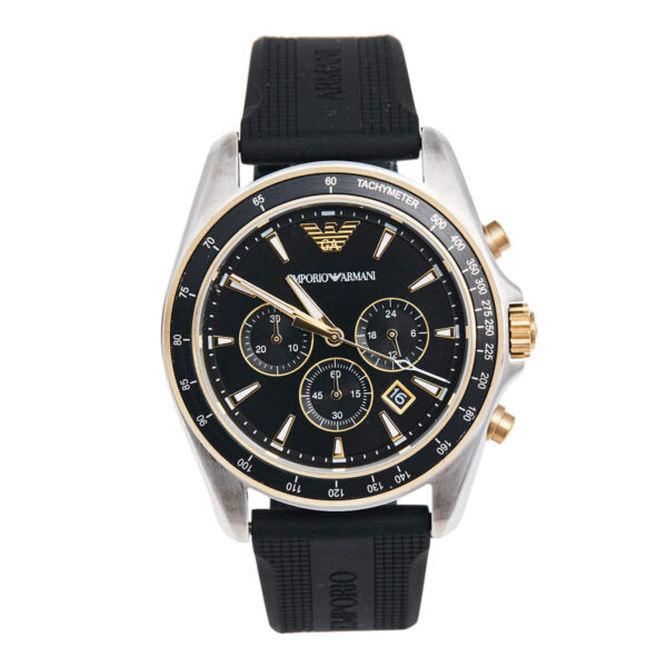  Shop Authentic Emporio Armani Sigma Chronograph lack Dial Black Rubber Strap Watch For Men - AR80003 - Luxxuri