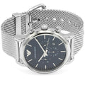  Shop Authentic Emporio Armani Luigi Chronograph Blue Dial Silver Mesh Bracelet Watch For Men - AR80038 - Luxxuri