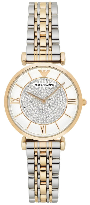 Shop Authentic Emporio Armani Gianni T Bar White Dial Two Tone Steel Strap Watch For Women - AR8031 - Luxxuri