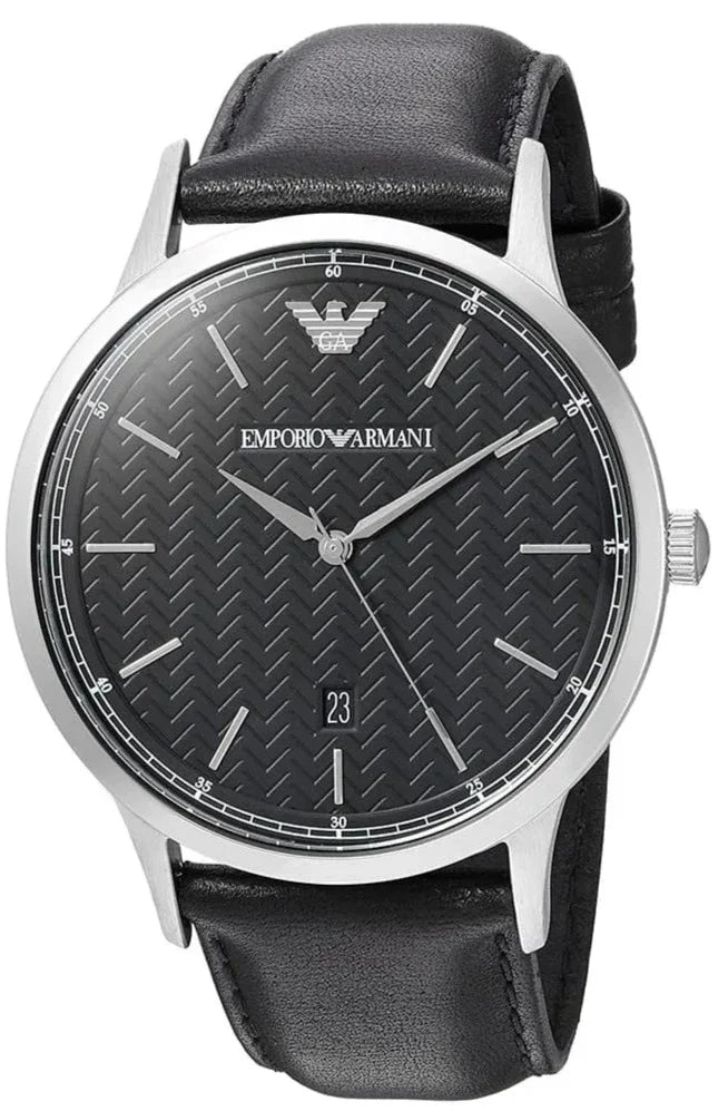  Shop Authentic Emporio Armani Renato Analog Black Dial Black Leather Strap Watch For Men - AR8035 - Luxxuri