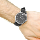  Shop Authentic Emporio Armani Renato Analog Black Dial Black Leather Strap Watch For Men - AR8035 - Luxxuri