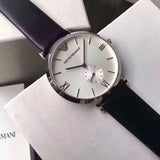  Shop Authentic Emporio Armani Gianni T Bar Mother of Pearl Dial Black Leather Strap Watch For Women - AR90002 - Luxxuri