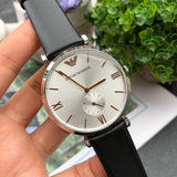  Shop Authentic Emporio Armani Gianni T Bar Mother of Pearl Dial Black Leather Strap Watch For Women - AR90002 - Luxxuri