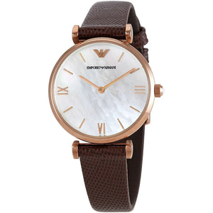  Shop Authentic Emporio Armani Analog White Dial Brown Leather Strap Watch For Men - AR9042 - Luxxuri