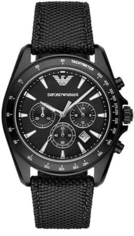 Shop Authentic Emporio Armani Sigma Chronograph Black Dial Black Leather Strap Watch For Men - AR6131 - Luxxuri