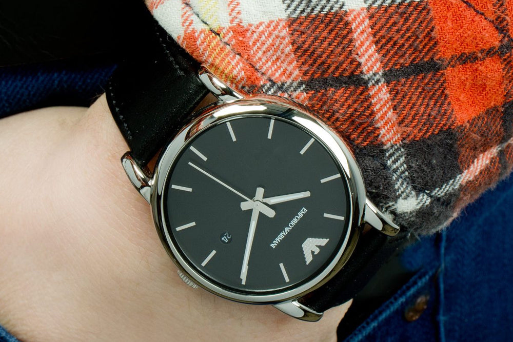  Shop Authentic Emporio Armani Classic Quartz Black Dial Black Leather Strap Watch For Men - AR1692 - Luxxuri