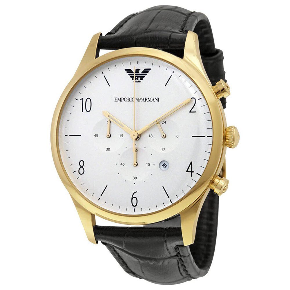  Shop Authentic Emporio Armani Classic Chronograph White Dial Black Leather Strap Watch For Men - AR1892 - Luxxuri
