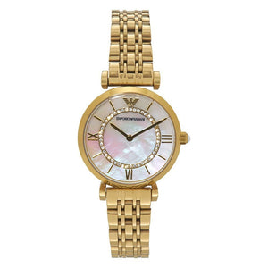  Shop Authentic Emporio Armani Gianni T Bar White Mother of Pearl Dial Gold Steel Strap Watch For Women - AR1907 - Luxxuri