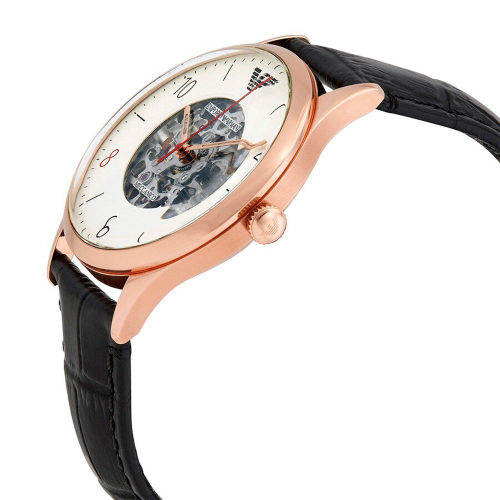  Shop Authentic Emporio Armani Meccanico White Skeleton Dial Black Leather Strap Watch For Men - AR1924 - Luxxuri