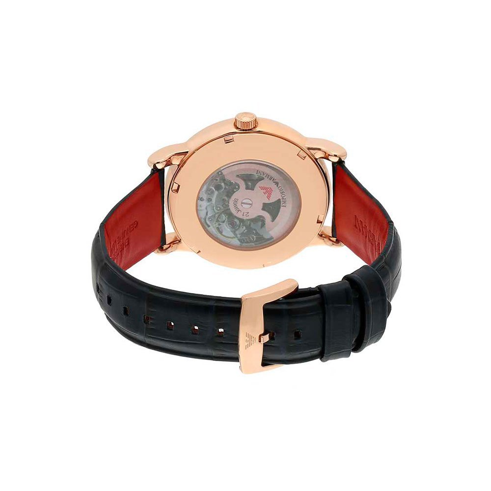  Shop Authentic Emporio Armani Meccanico Silver Dial Blue Leather Strap Watch For Men - AR60009 - Luxxuri