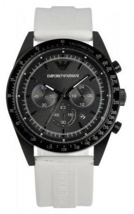  Shop Authentic Emporio Armani Sportivo Chronograph Black Dial White Rubber Strap Watch For Men - AR6112 - Luxxuri