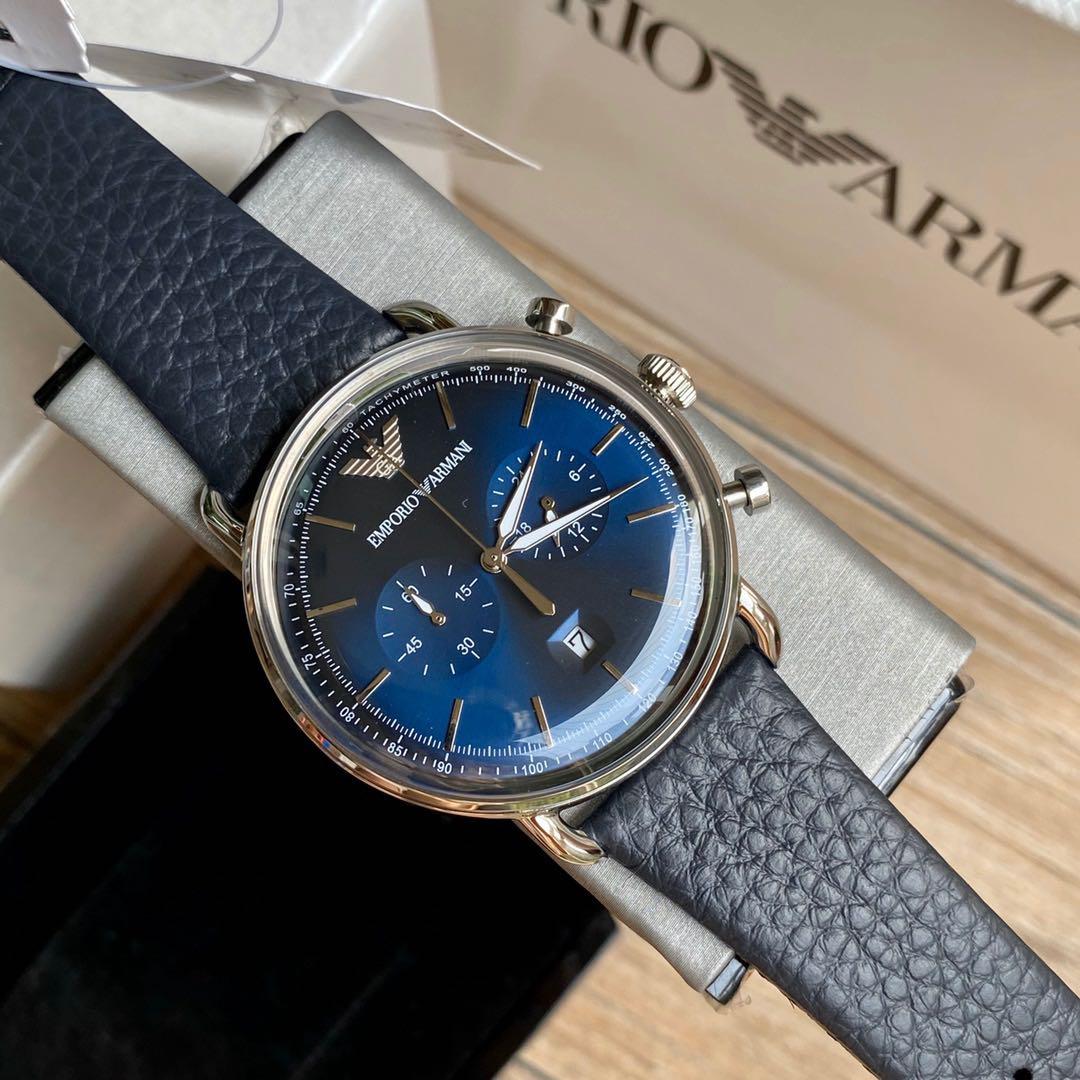  Shop Authentic Emporio Armani Aviator Blue Dial Blue Leather Strap Watch For Men - AR11105 - Luxxuri