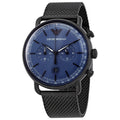  Shop Authentic Emporio Armani Aviator Chronograph Blue Dial Black Mesh Bracelet Watch For Men - AR11201 - Luxxuri