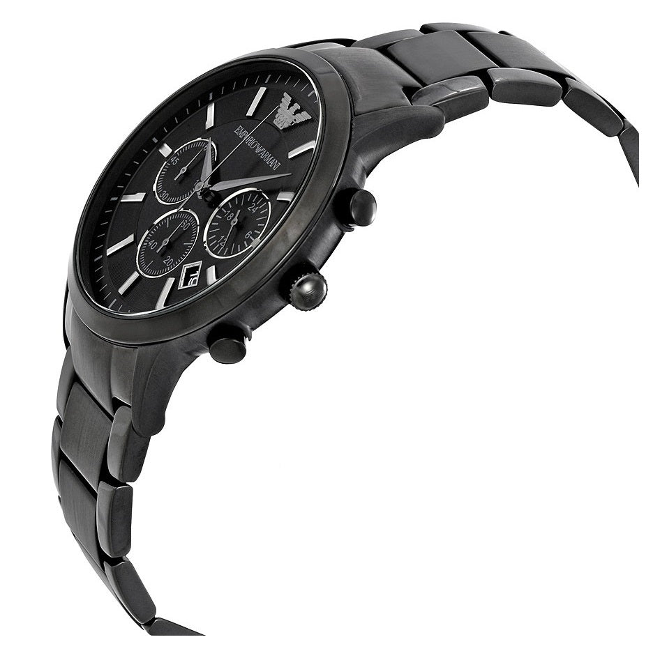 Shop Authentic Emporio Armani Classic Chronograph Black Dial Black Stainless Steel Strap Watch For Men - AR2453 - Luxxuri