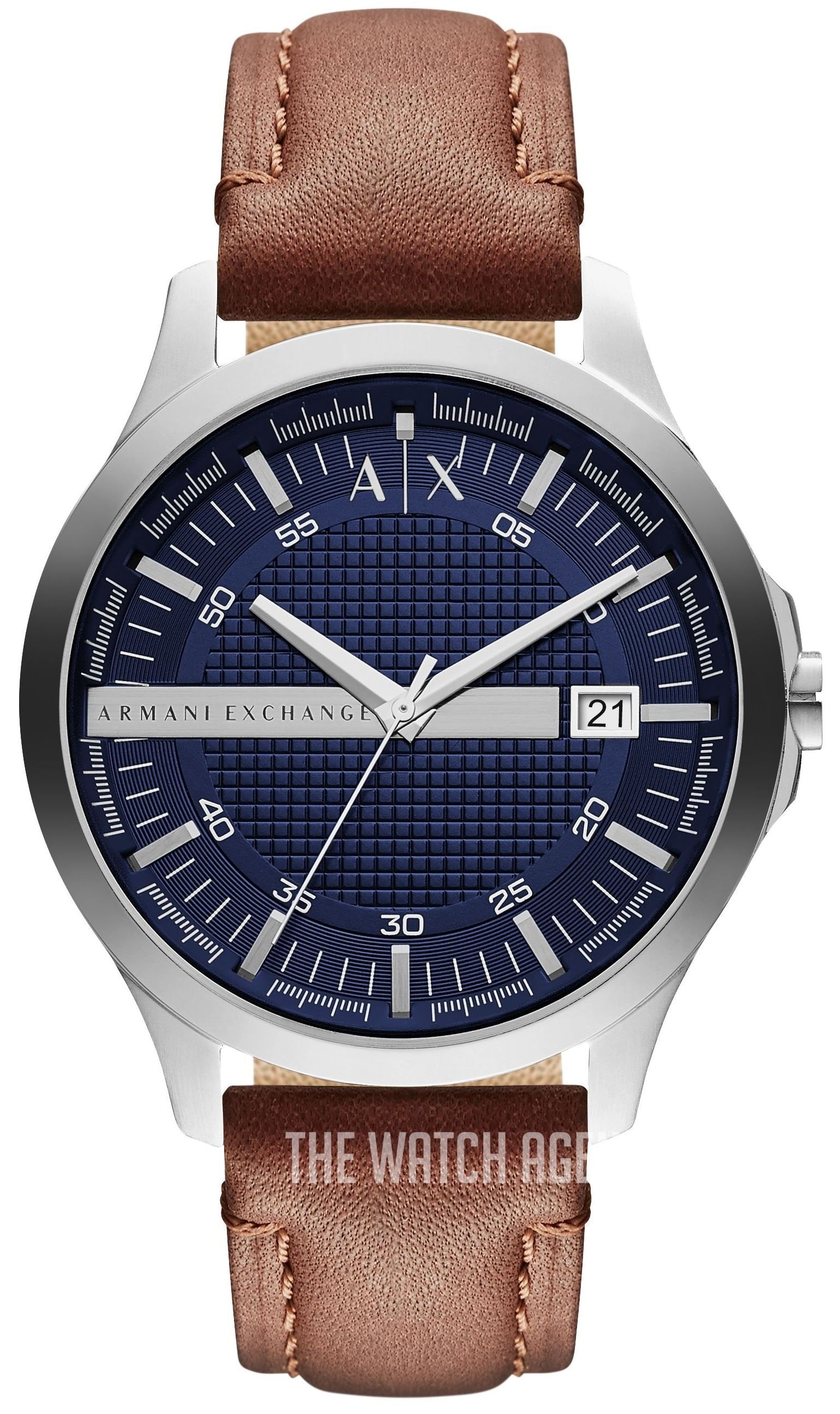  Shop Authentic Armani Exchange Hampton Chronograph Blue Dial Brown Leather Strap Watch For Men - AX2133 - Luxxuri