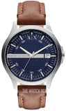  Shop Authentic Armani Exchange Hampton Chronograph Blue Dial Brown Leather Strap Watch For Men - AX2133 - Luxxuri