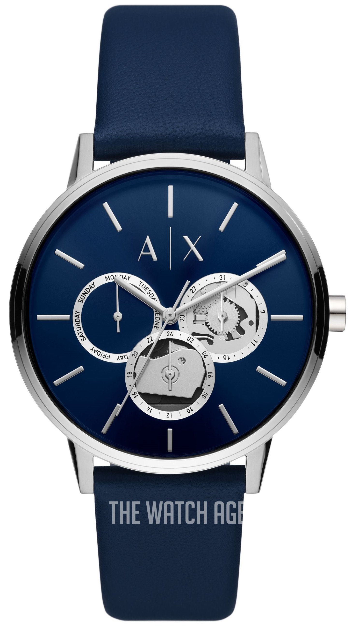  Shop Authentic Armani Exchange Cayde Chronograph Blue Dial Blue Leather Strap Watch for Men - AX2746 - Luxxuri