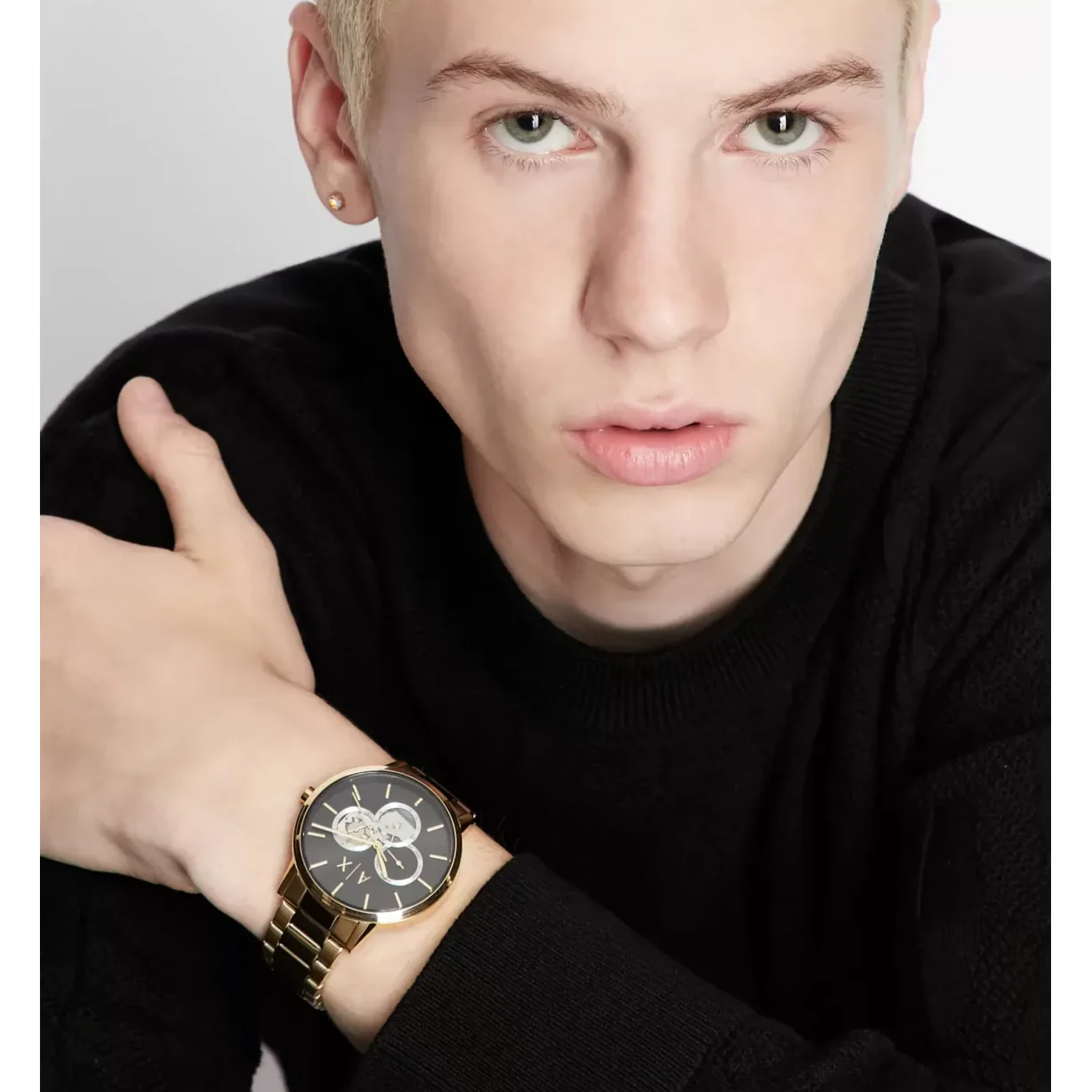  Shop Authentic Armani Exchange Cayde Chronograph Black Dial Gold Steel Strap Watch for Men - AX2747 - Luxxuri