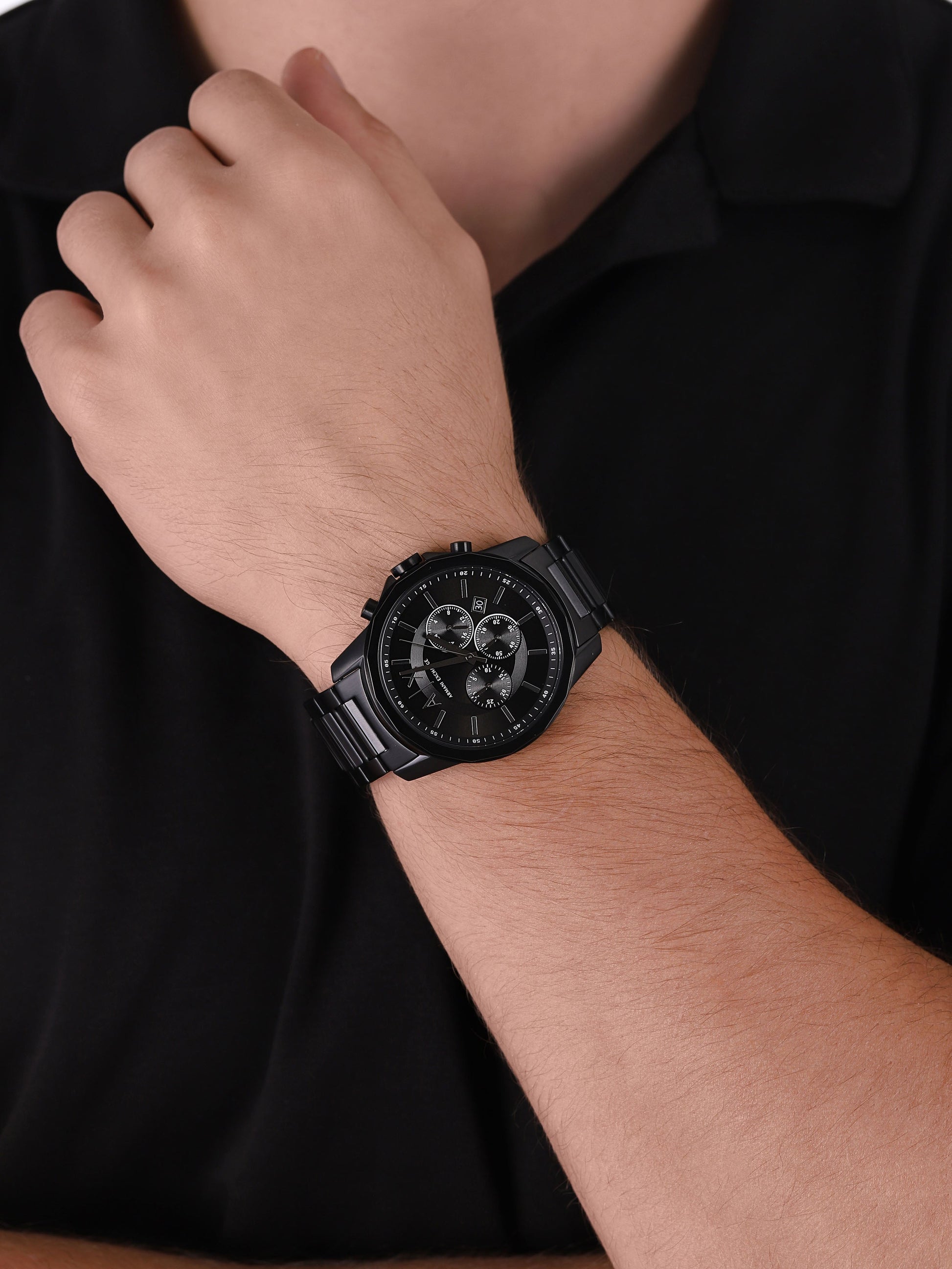  Shop Authentic Emporio Armani Meccanico Automatic Black Dial Black Steel Strap Watch For Men - AR60054 - Luxxuri