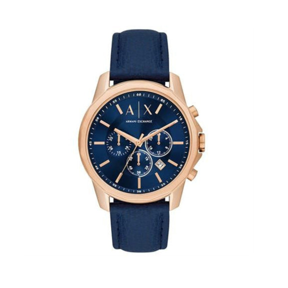  Shop Authentic Armani Exchange Banks Chronograph Blue Dial Blue Leather Strap Watch For Men - AX1723 - Luxxuri