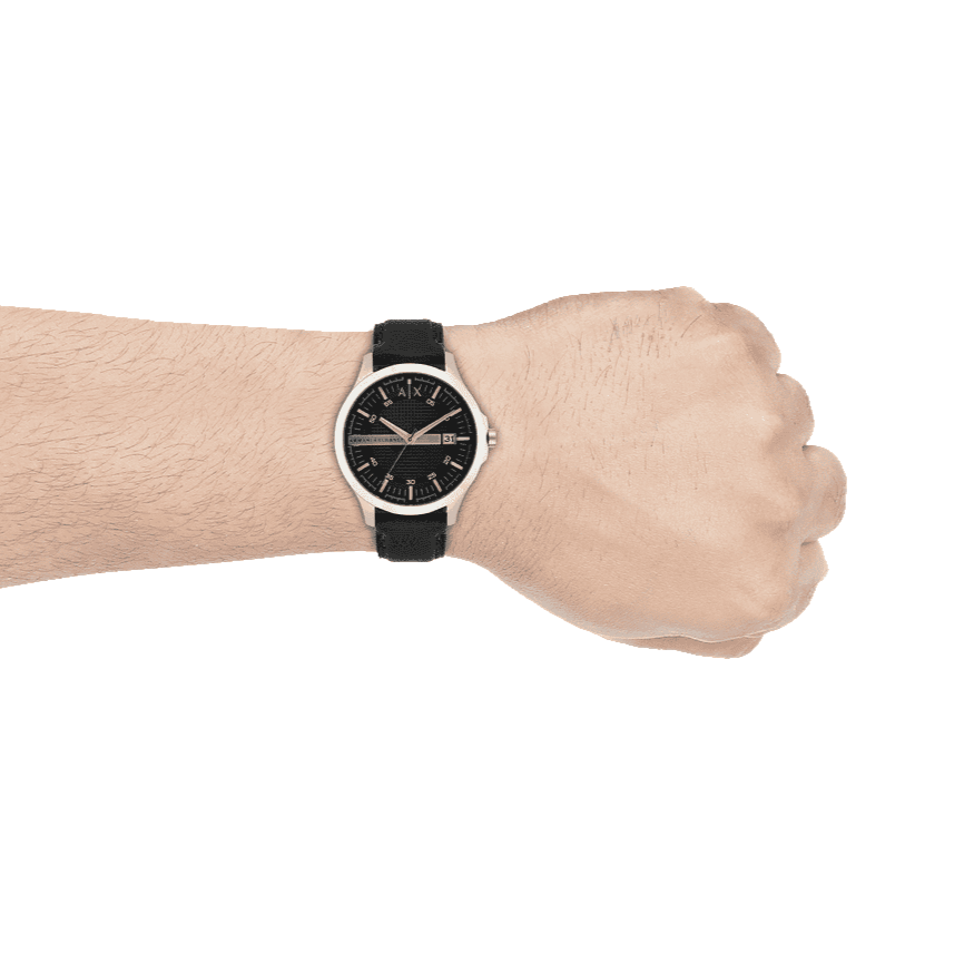  Shop Authentic Armani Exchange Hampton Chronograph Black Dial Black Leather Strap Watch For Men - AX2101 - Luxxuri