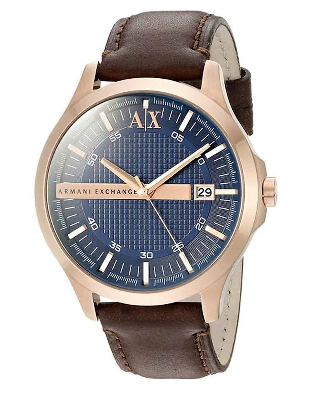  Shop Authentic Armani Exchange Hampton Chronograph Blue Dial Brown Leather Strap Watch For Men - AX2172 - Luxxuri