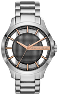 Armani Exchange Hampton Chronograph Skeleton Black Dial Silver Steel Strap Watch For Men - AX2199