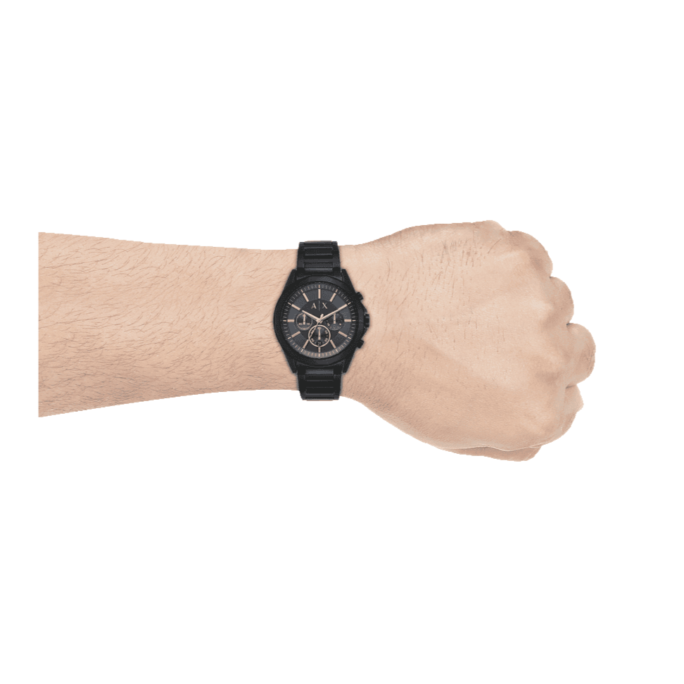  Shop Authentic Armani Exchange Drexler Chronograph Black Dial Black Steel Strap Watch For Men - AX2639 - Luxxuri