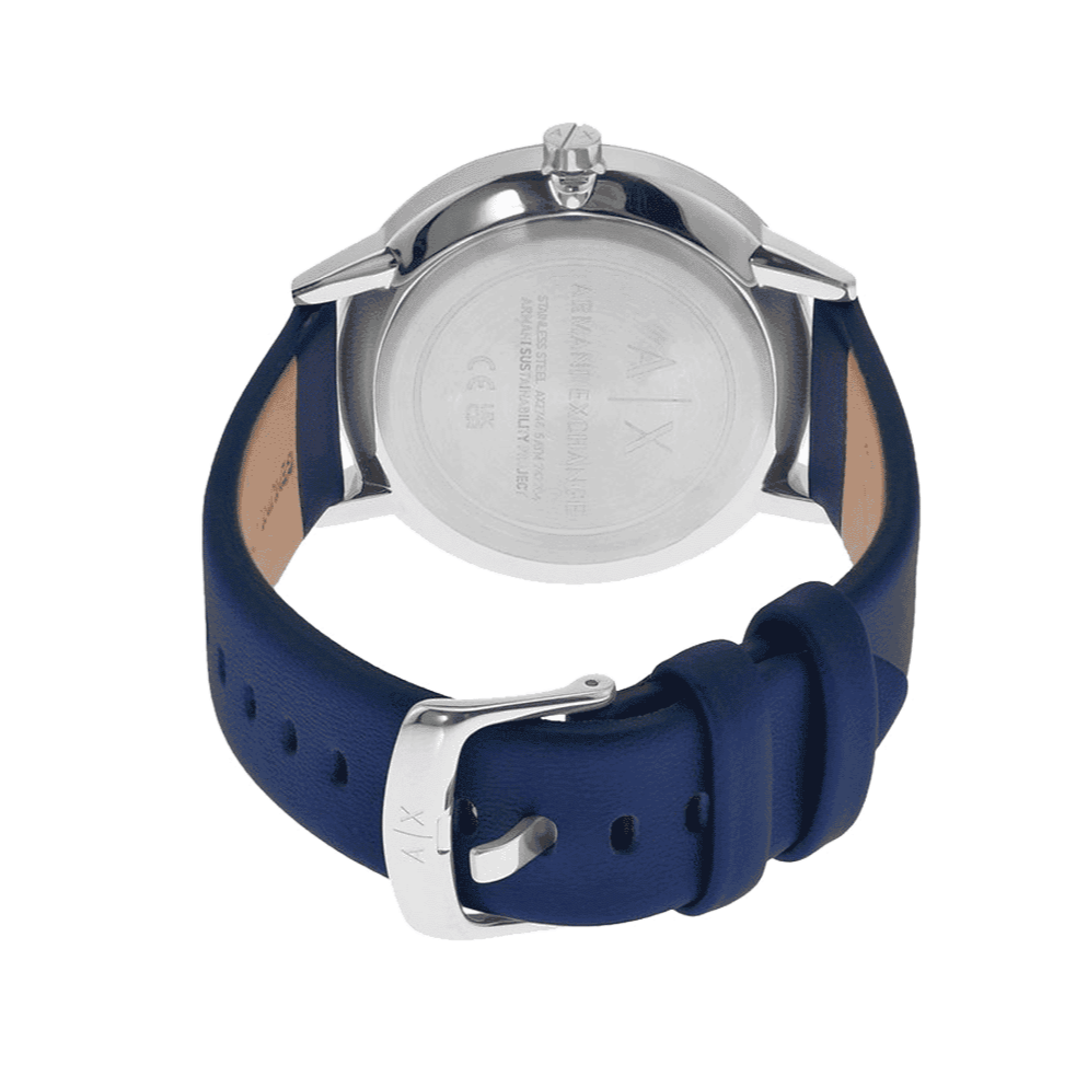  Shop Authentic Armani Exchange Cayde Chronograph Blue Dial Blue Leather Strap Watch for Men - AX2746 - Luxxuri