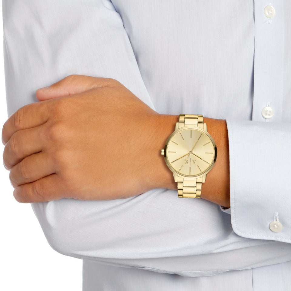  Shop Authentic Armani Exchange Cayde Analog Gold Dial Gold Steel Strap Watch For Men - AX2707 - Luxxuri