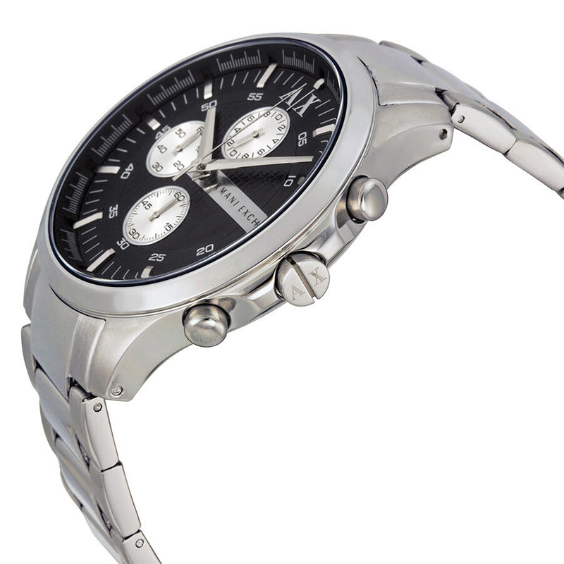  Shop Authentic Armani Exchange Hampton Chronograph Black Dial Silver Steel Strap Watch For Men - AX2152 - Luxxuri