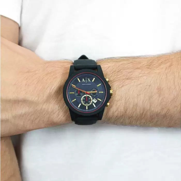  Shop Authentic Armani Exchange Outerbanks Chronograph Blue Dial Blue Silicone Strap Watch For Men - AX1335 - Luxxuri