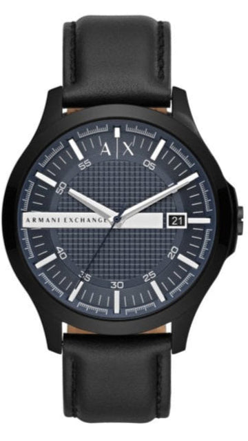  Shop Authentic Armani Exchange Hampton Quartz Blue Dial Black Leather Strap Watch for Men - AX2411 - Luxxuri