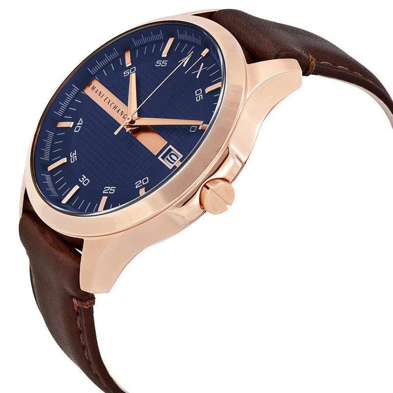  Shop Authentic Armani Exchange Hampton Chronograph Blue Dial Brown Leather Strap Watch For Men - AX2172 - Luxxuri